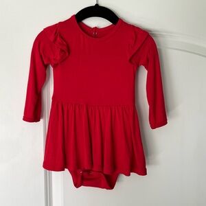 Kyte Baby Long-sleeved Twirl Bodysuit Dress in Cardinal - 6-12M